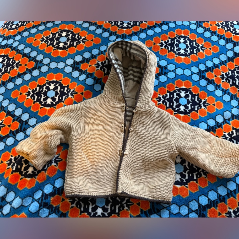 A Sift Idea Westport Baby Boy Jacket/coat Khaki/Beige w/Plaid cuffs Boutique